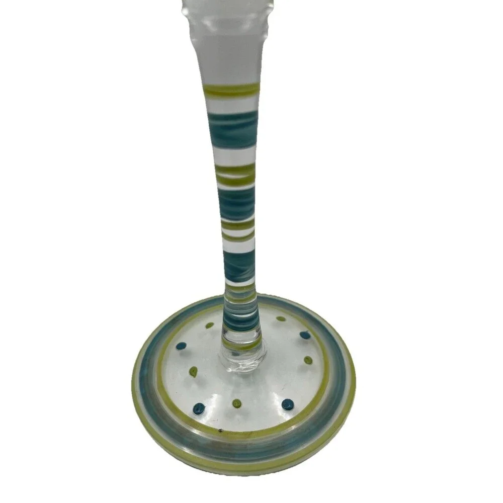 Martini Glass Hand Painted Green Stuffed Olives Pimentos Oversized Y2K